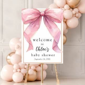 Poster Baby shower Posh Pink Coquette Bow Bienvenue
