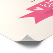 Poster Baby shower Pot Owl rose et blanc (Coin)