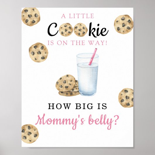 Poster Baby shower pour bébé au lait - Quelle est la tail (Devant)