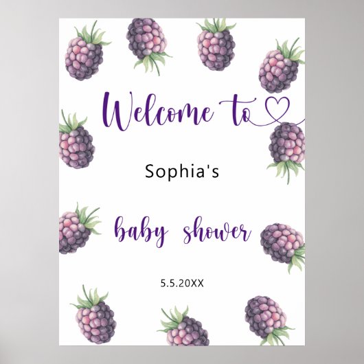 Poster Baby shower pour bébé blackberry (Devant)