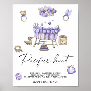 Poster Baby shower pour la nurserie - jeu de chasse à la
