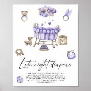Poster Baby shower pour nouveau-né - Jeu de couches tardi