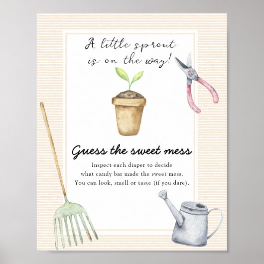 Poster Baby shower pousse - Devinez le doux désordre (Devant)