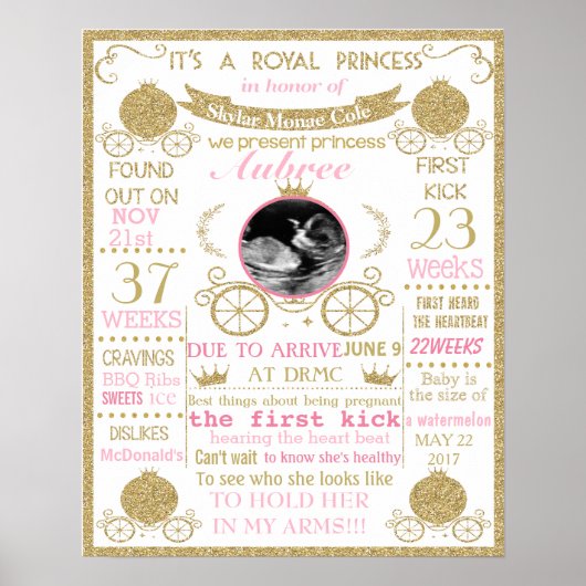 Poster Baby shower Princess (Devant)