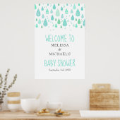 Poster Baby shower Raindrops mignon / Bienvenue à l'arros (Cuisine)