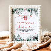 Poster Baby shower Red Père Noël Genre Neutre Chaussettes