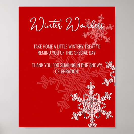 Poster Baby shower Red Snowflakes Favoriser Signal (Devant)