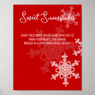 Poster Baby shower Red Snowflakes Traitements Panneau de 