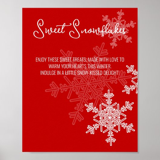 Poster Baby shower Red Snowflakes Traitements Panneau de (Devant)