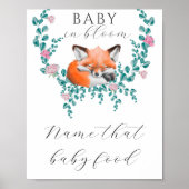 Poster Baby shower renard - devinez la nourriture pour bé (Devant)