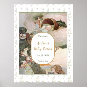 Poster Baby shower Rock A Bye Baby Nursery Rhyme Bienvenu