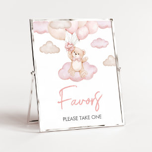 Poster Baby shower rose Bear Bear Balloon Faveurs