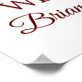 Poster Baby shower rose Bourgogne Accueil Floral (Coin)