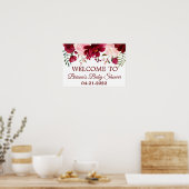 Poster Baby shower rose Bourgogne Accueil Floral (Cuisine)