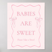 Poster Baby shower rose Bow Bébés sont Sweet Favor (Devant)