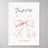 Poster Baby shower rose Bow Faveurs Panneau de table (Devant)