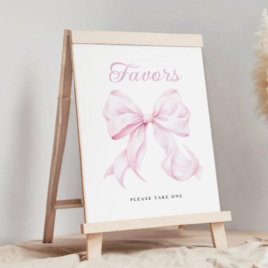 Poster Baby shower rose Bow Faveurs Panneau de table