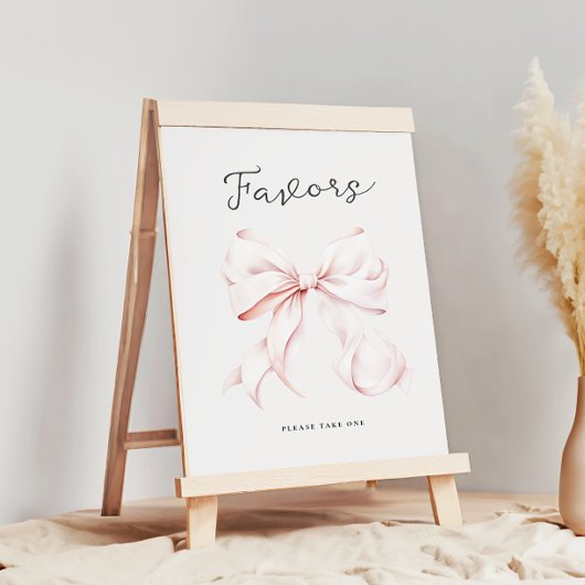 Poster Baby shower rose Bow Faveurs Panneau de table