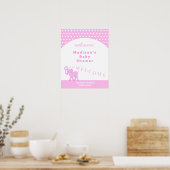 Poster Baby shower rose Cirque mignon Elephant Bienvenue (Cuisine)