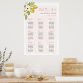 Poster Baby shower rose citron - Carte de siège pour fill (Cuisine)