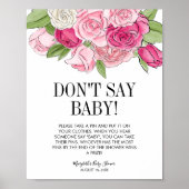 Poster Baby shower Rose couleur rose (Devant)