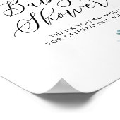 Poster Baby shower Rose d'aquarelle bleu et ivoire (Coin)