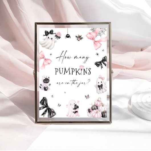 Poster Baby shower rose d'Halloween Devine combien de Cit