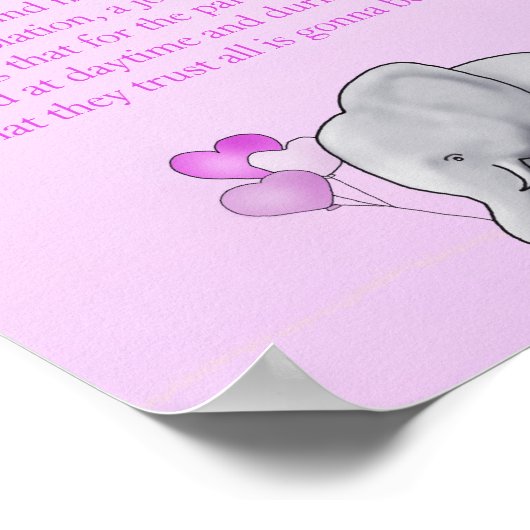 Poster Baby shower rose Eléphant Diaper Pensées Jeu (Coin)