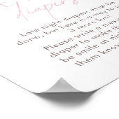 Poster Baby shower rose floral Diapositives nocturnes (Coin)