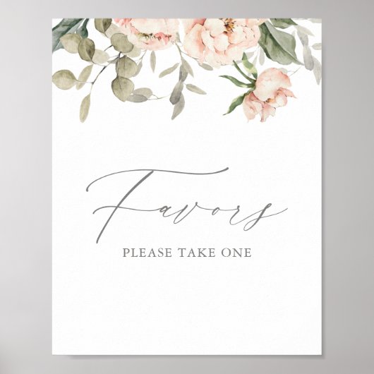 Poster Baby shower rose Floral Papillon Faveurs Signer (Devant)