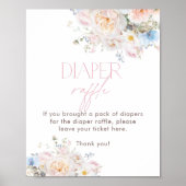Poster Baby shower rose floral Raffin (Devant)