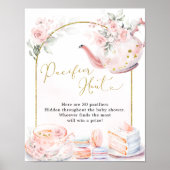 Poster Baby shower rose Floral Tea Party Pacifier chasse (Devant)