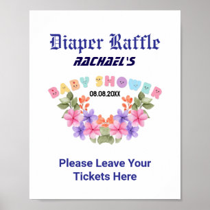 Poster Baby Shower Rose, Jeu de fête pour Baby Shower Fil