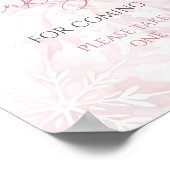 Poster Baby shower rose Merci de flocon de neige pour ven (Coin)