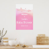 Poster Baby shower rose requin Bienvenue (Cuisine)