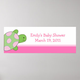 Poster Baby shower rose Seaturtle / Bannière d'anniversai