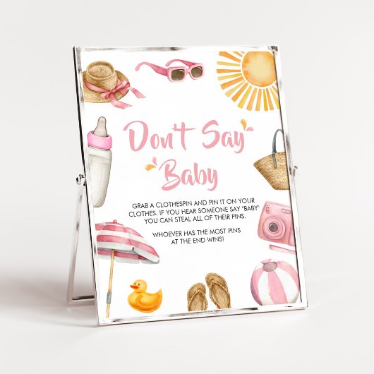 Poster Baby shower rose Splish Splash Ne pas dire bébé