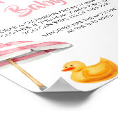 Poster Baby shower rose Splish Splash Ne pas dire bébé (Coin)