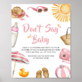 Poster Baby shower rose Splish Splash Ne pas dire bébé (Devant)