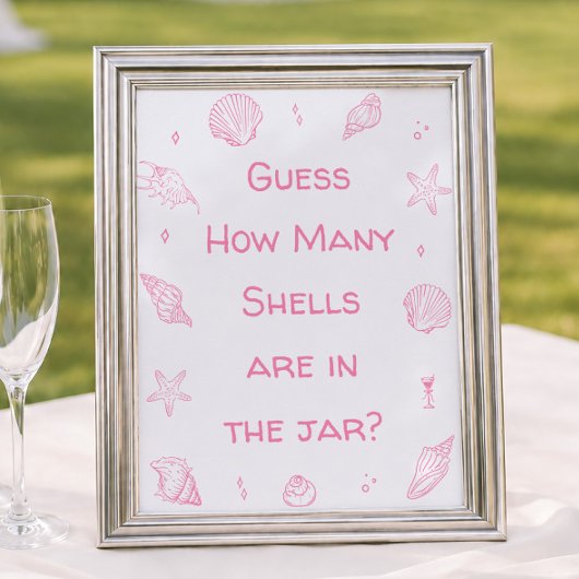 Poster Baby Shower Rose sur la Côte : Devinez combien