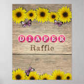 Poster Baby shower rose Tournesol de la table de charcute (Devant)