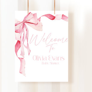 Poster Baby-Shower Ruban Rose, Baby Shower, C'est Une Fil