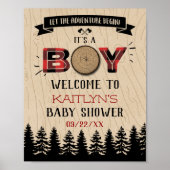 Poster Baby shower Rustic Forest Plaid Lumberjack Boys (Devant)