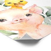 Poster Baby shower Rustique de verdure ferme Animaux de f (Coin)