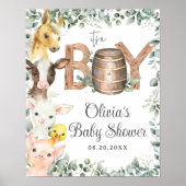 Poster Baby shower Rustique de verdure ferme Animaux de f (Devant)