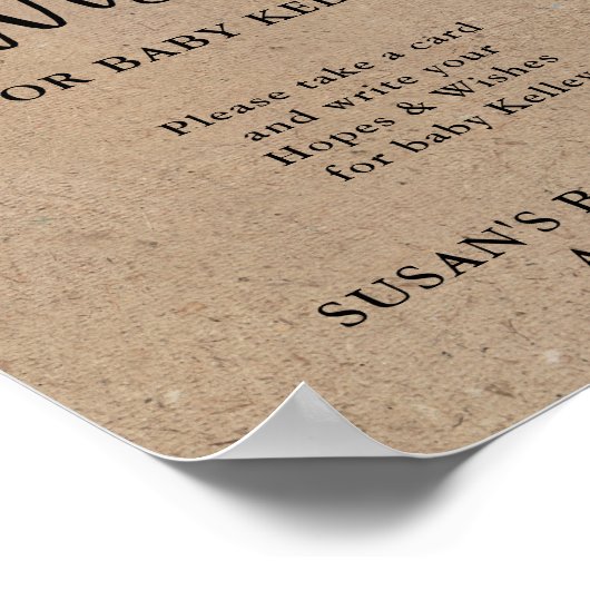 Poster Baby shower rustique Kraft Script (Coin)
