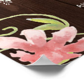 Poster Baby shower rustique rose floral chic signe de bie (Coin)