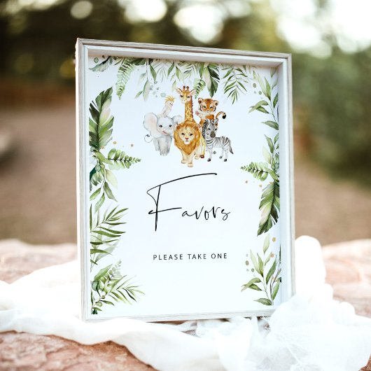 Poster Baby shower Safari animaux