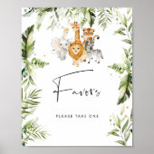 Poster Baby shower Safari animaux (Devant)