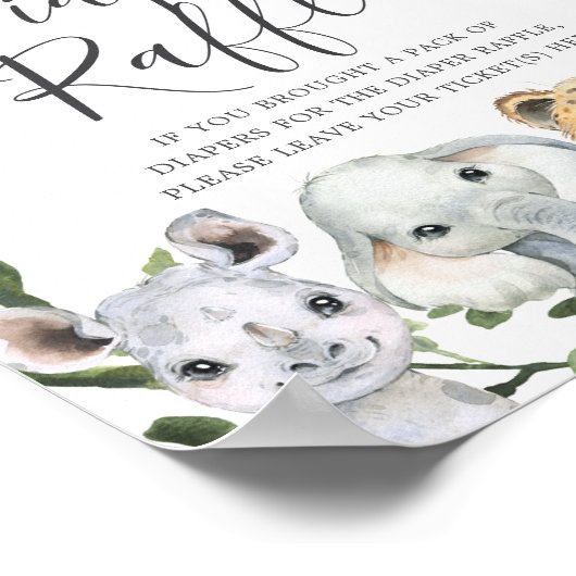 Poster Baby shower Safari Animaux Reflets (Coin)